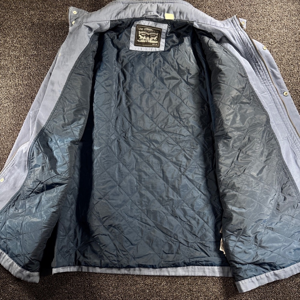 Levi Strauss Men's XXL Miramar Millitary Jacket Blue Grey Cotton Quilted Lining - Picture 2 of 10